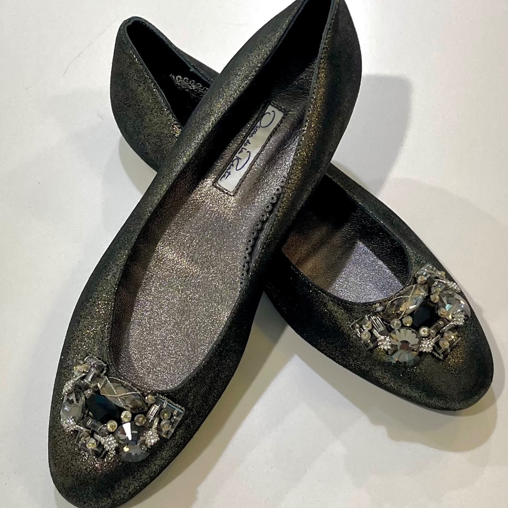 Oscar de la Renta metallic ballerina flats